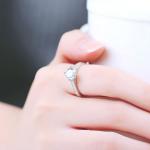 Women Fine Sterling Silver with Hearts Arrows CZ Diamonds Wedding Ring(RE662)