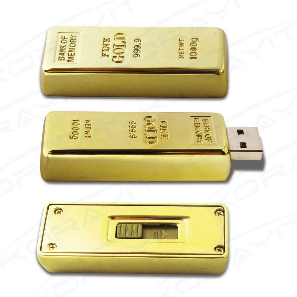 Buy cheap Golden Bar Metal USB Flash Drive, Graceful Bank Gifts Flexible Memory Stick Hard Box Pack from wholesalers