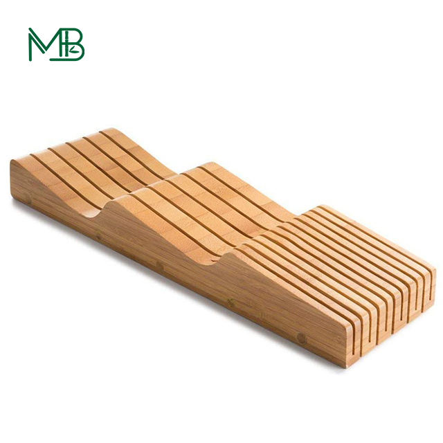 Sustainable 15 Slot Bamboo Knife Holder for In-drawer Kitchen Accessories 43X13.3X5cm