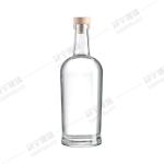 Glass Products Clear Round Brandy Gin Rum Vodka Tequila Liquor Bottle with Cork