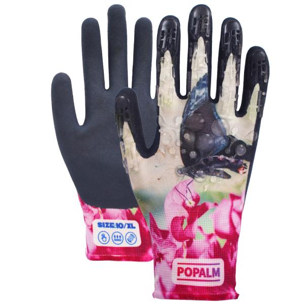 Digital Print TPR Impact Protection Garden Gloves Latex Coated Palm For All