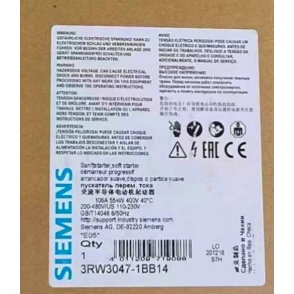 SIEMENS 3RW3047-1BB14 SIRIUS SOFT STARTER S3 106 A, 55 KW/400 V, 40 °C 200-480 V