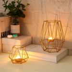 Simple Iron geometric Candle Holder Wedding Home Gem Candle stand Craft