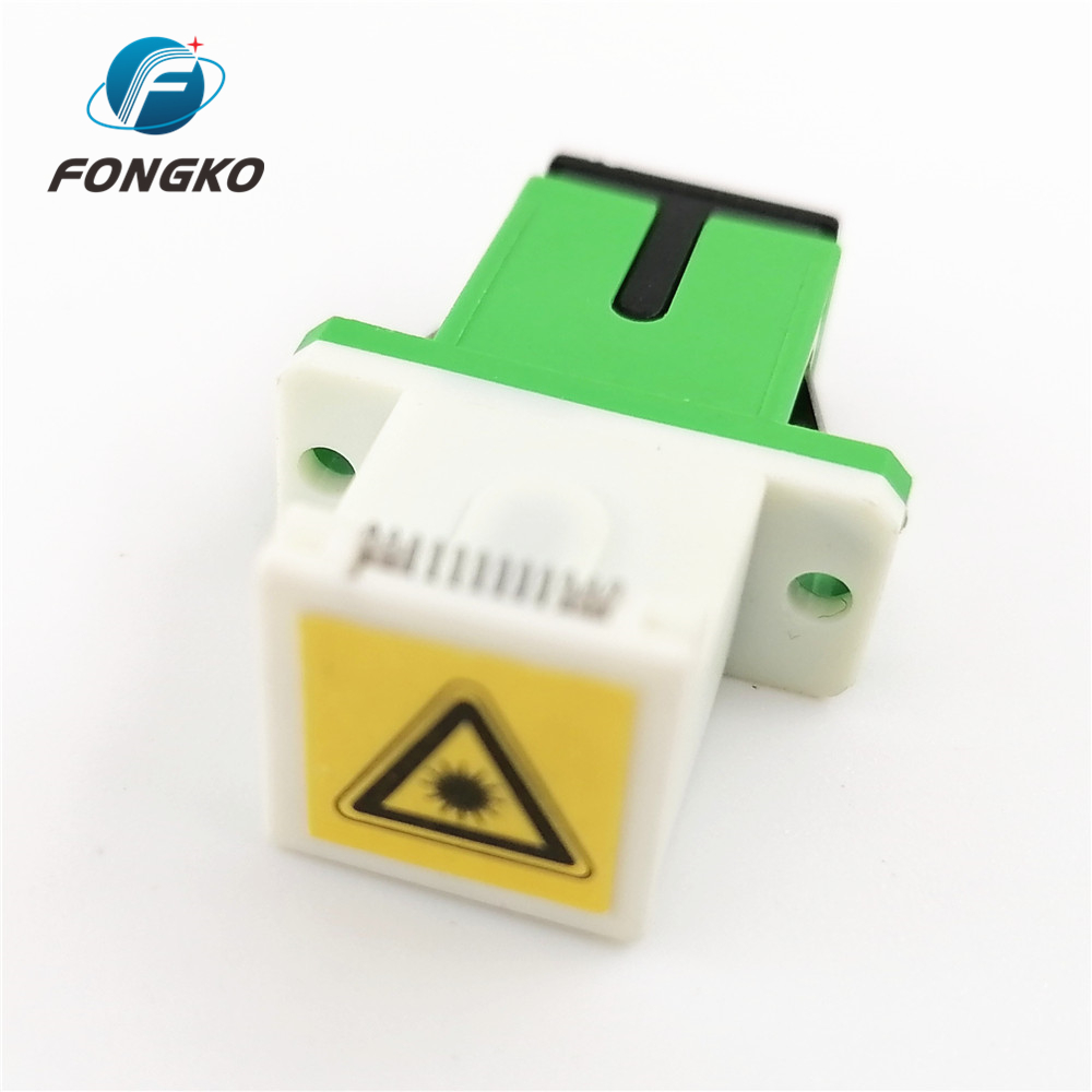 SX White Auto Shutter Green Shell metal shrapnel Adapters with Flange SC/APC Fiber Optic Adapter