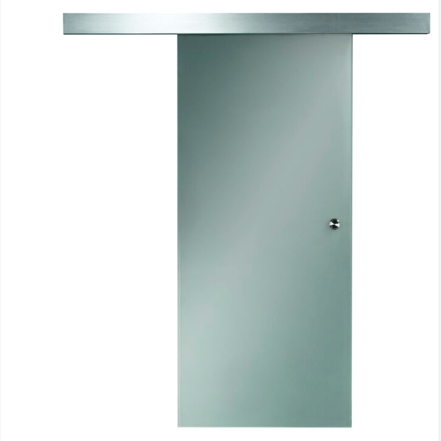 Tempered Laminated Frosted Glass Panel Sliding Barn Door For Bathroom