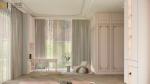 Arched Stainless Steel Bedroom Wardrobe with Integrated Desk