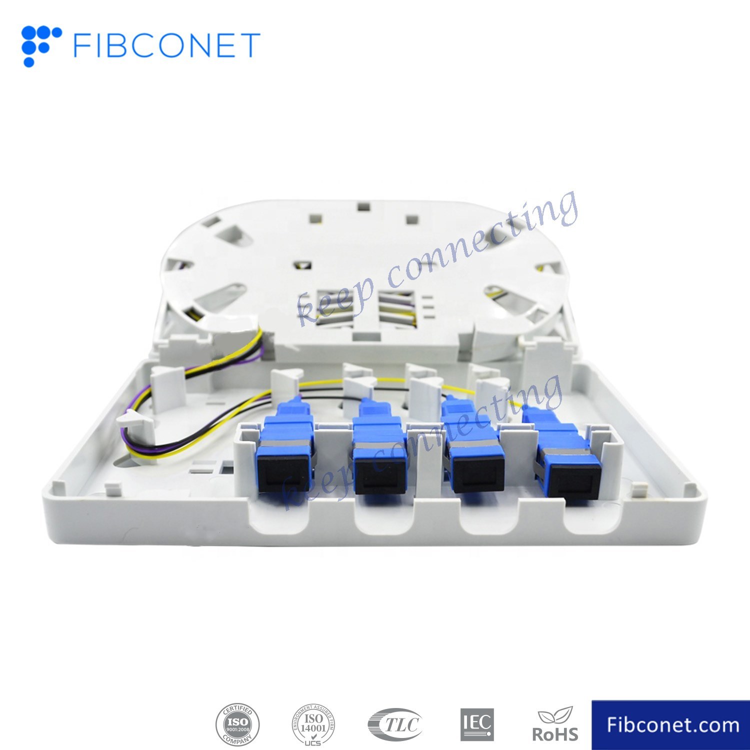 4 Ports Mini Optical Terminal Box for Fiber Optic Wall Outlet Made of PC ABS Material
