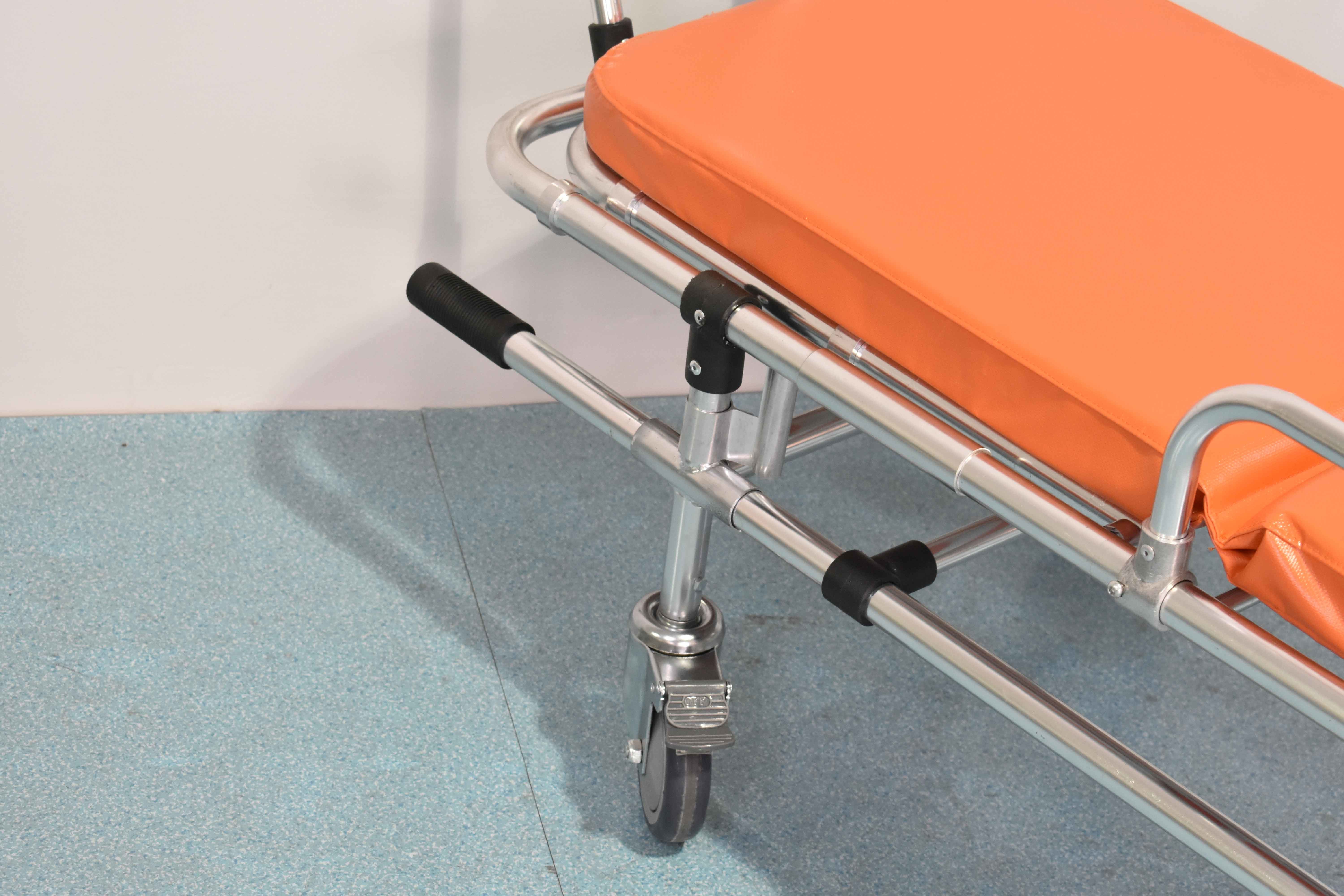 159Kg 55cm Foldable Stainless Steel Stretcher Trolley With Wheels Transfer Patient