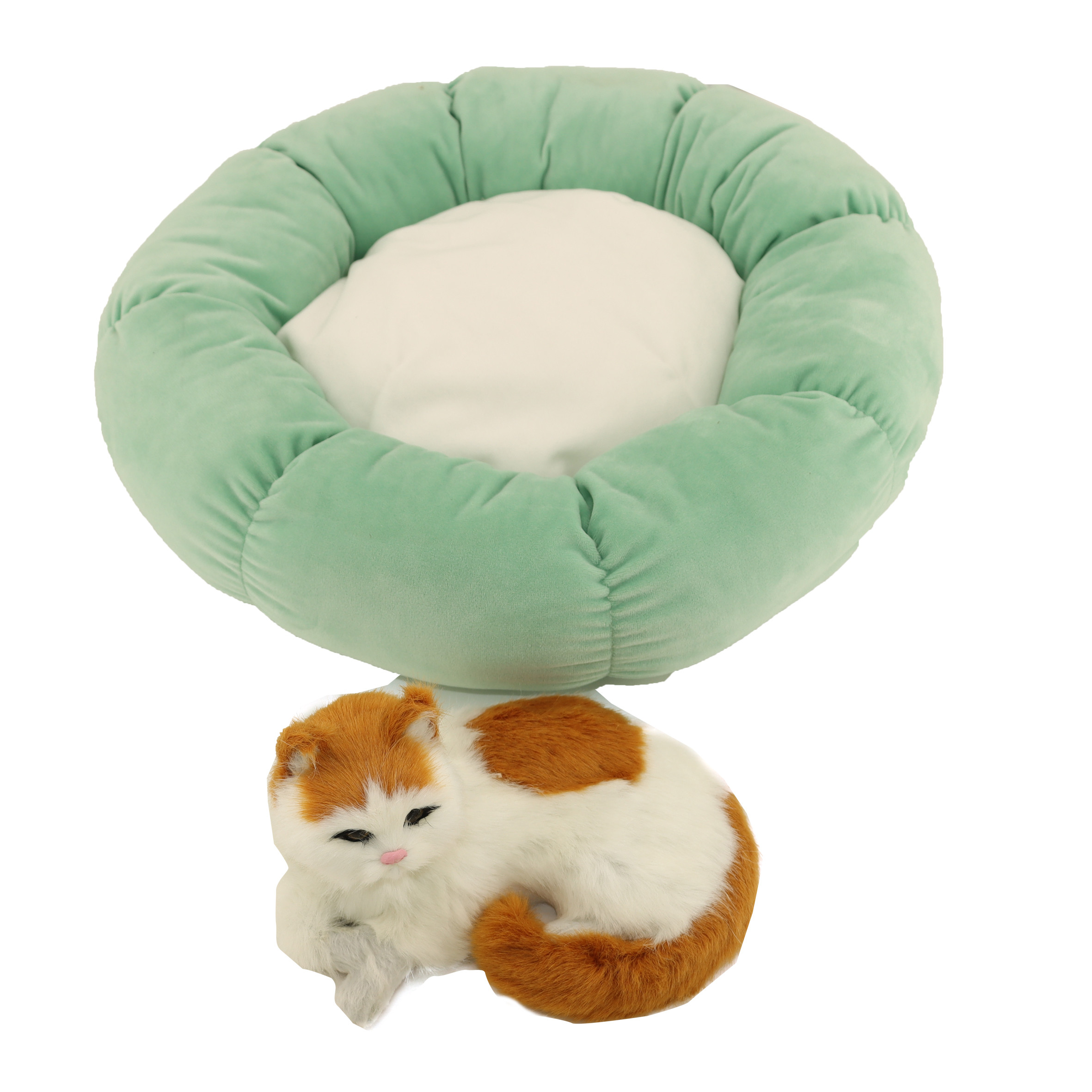 Soft Comfortable Pet Bed 60cm 70cm Suede Canvas Dog Bed Cozy Calming Cat Bed 40CM 55CM