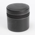 Round Leather Watch Travel Case With Zipper , Black Mens Watch Cases Jewelry Box