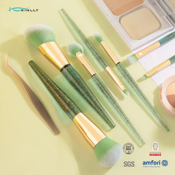 Buy cheap Rhinestone Glitter Crystal Plastic Makeup Brushes OEM Vegan Artist 7pcs Makeup Brush Set from wholesalers