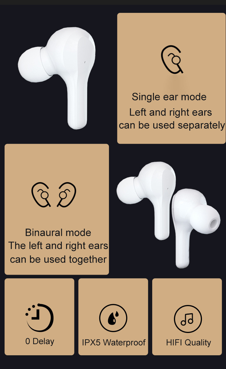10M Operating Handsfree Bluetooth Earphone 2H Charging Noise Cancelling Sport Earbuds