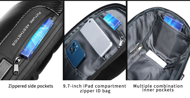 OEM/ODM Carbon Fiber Streamline Anti Theft Sling Bag Rainproof