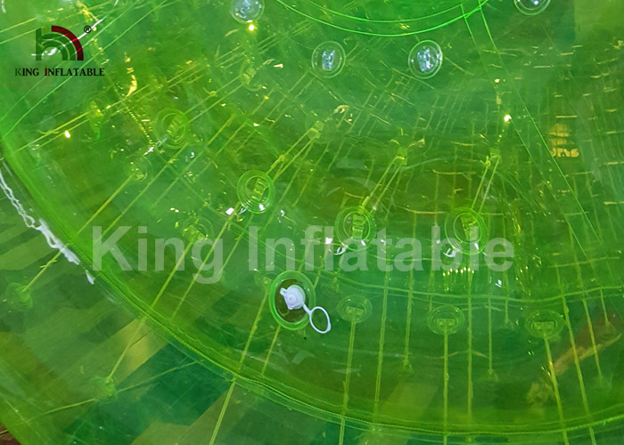 Customized Commercial Green Blow Up Water Toys / Inflatable Water Roller For Lake