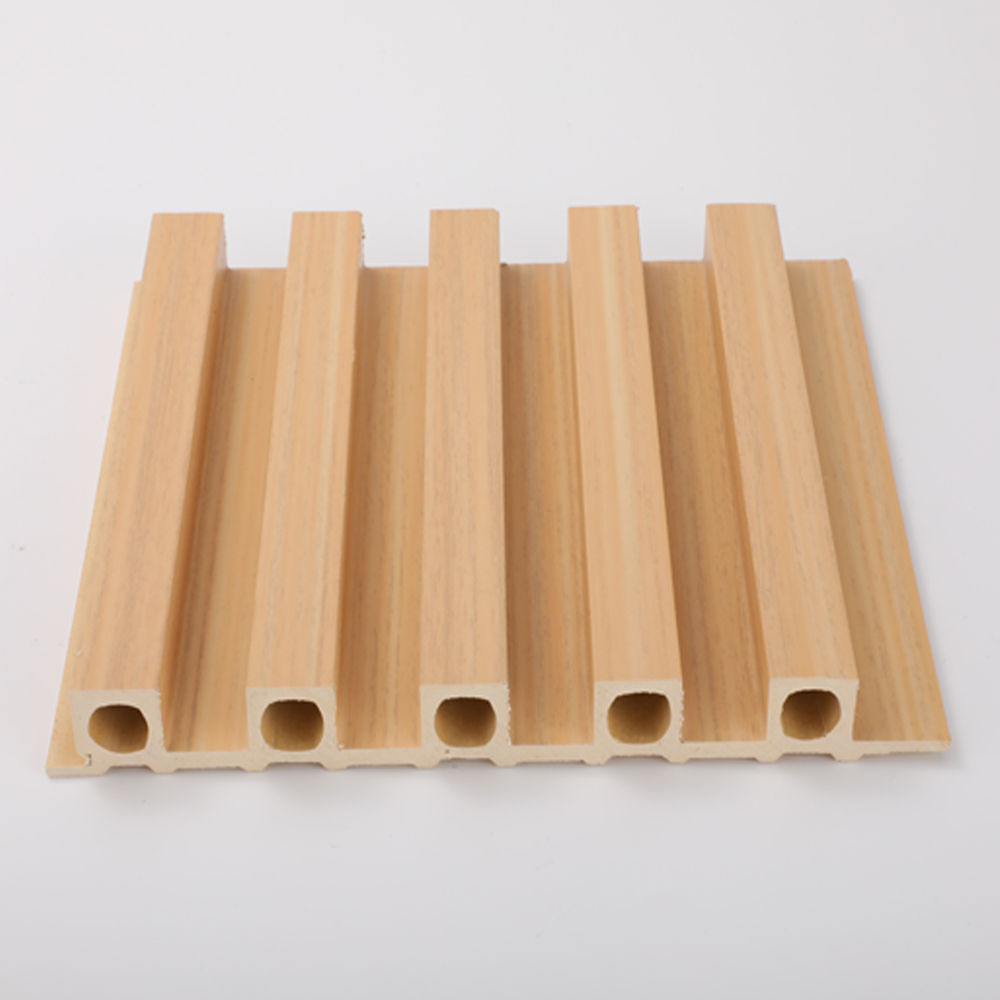 Indoor Fluted Wall Panel with Slat Interiored Nano PVC Wood Effect Mall Damask Pattern