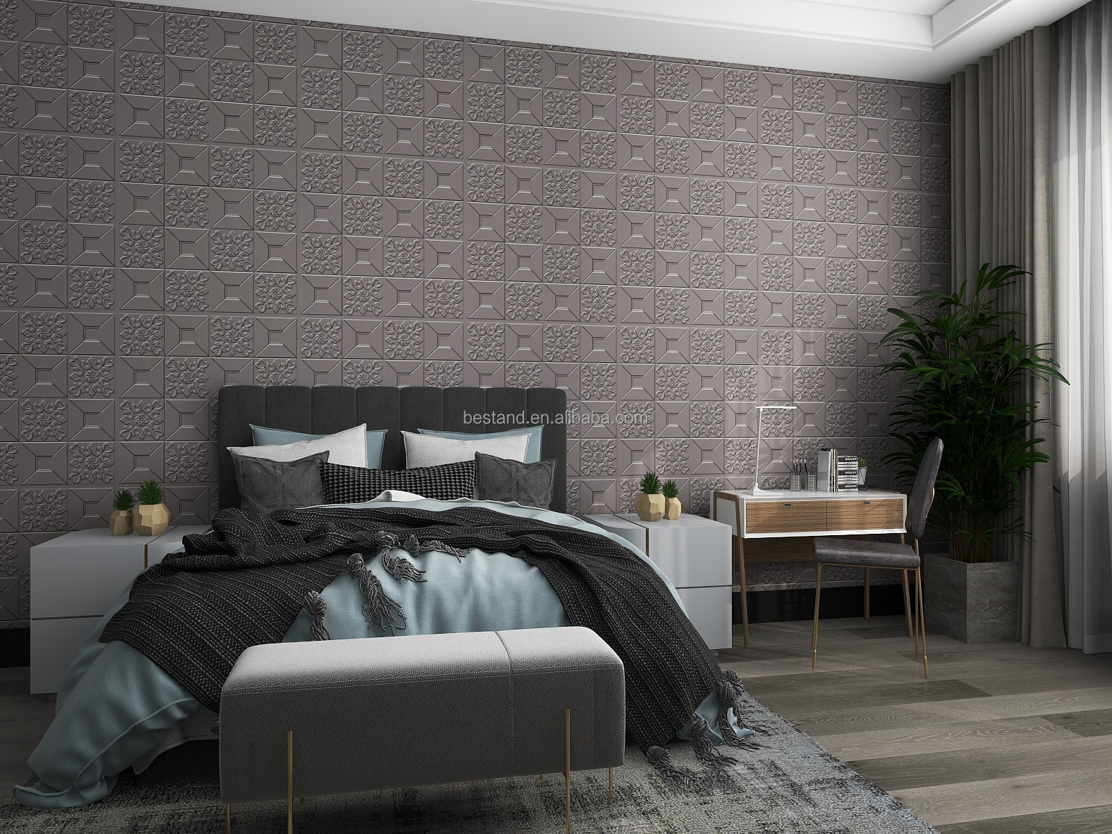 Durable Waterproof Modern Simple Wall Decorative Leaf Flower Shape 3d PE foam Wall Panels Wallpaper for Administration