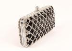 Black Diamond Rhinestone Evening Bags Plaid Pattern And Velvet Lining For Dinner
