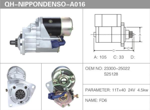 Buy cheap FD6 23300-25022 S25128 Generator Starter Motor 11T*40 24V 4.5Kw from wholesalers