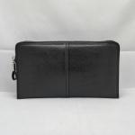 Black Genuine Leather Wallet Men Slim Long Purse WA29