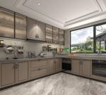 New Chinese Style Teak Wood Grain Kitchen Cabinet U Shaped Kitchen Units Easy