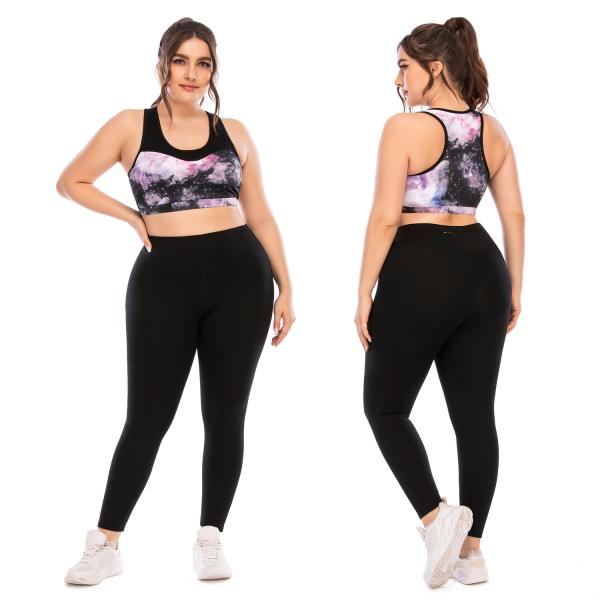 Buy cheap Sports Leggings And Bra Plus Size Women's Workout Sets Anti UV Polyester Black from wholesalers