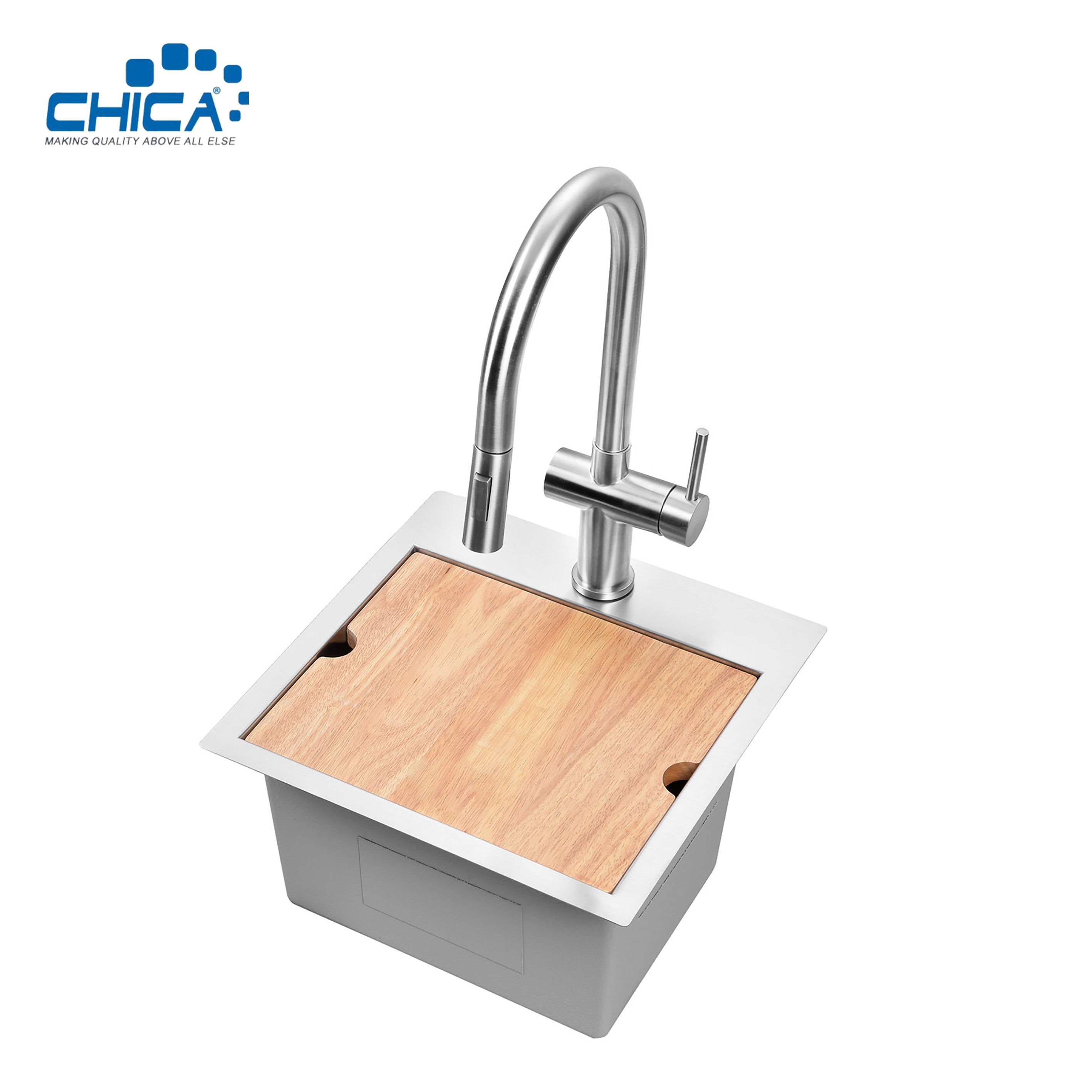 SUS304 stainless steel single bowl sink commercial topmount handmade house kitchen sink