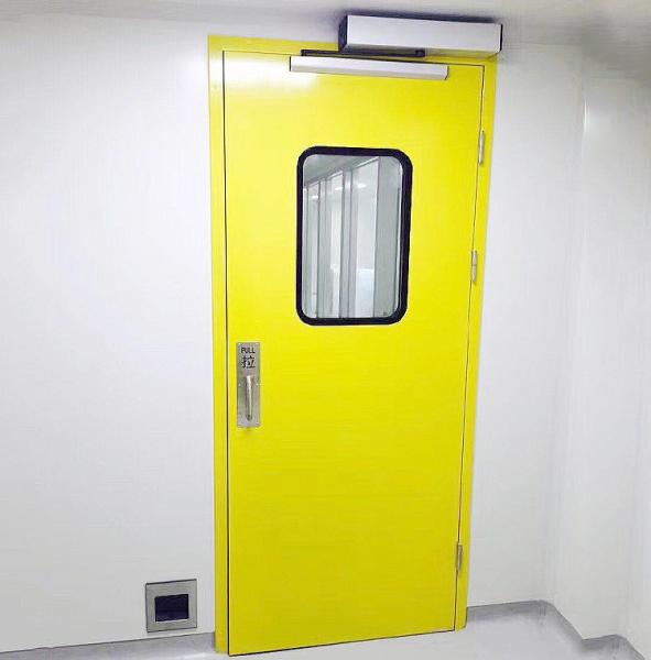 Buy cheap Yellow Pharmaceutical Clean Room Door 40mm thick Single Leaf Swing Door 304 SS Hinge from wholesalers