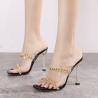 Buy cheap Sexy Metalic Chained Women High Heeled Shoes Transparent Heel Slippers from wholesalers