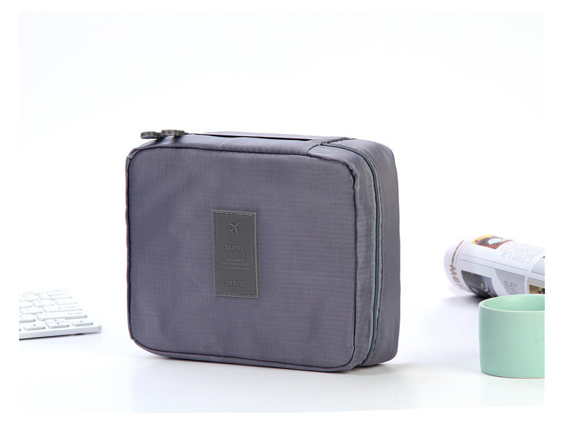 Zipper Closure 21*8*16cm Solid Color Cosmetic Storage Bag