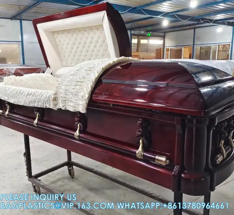 Caskets Cambridge Mahogany Funeral Casket With Almond Velvet Interior - Solid Mahogany Wood