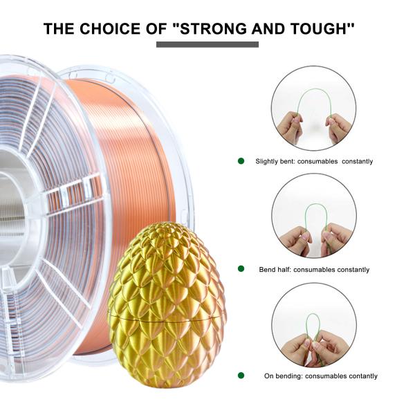 Buy cheap Strong Toughness 1.75mm PLA Filament for 3D Printer Silk Gold Silver Copper 3D Printing Filament from wholesalers