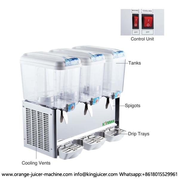 Buy cheap Mixing Cooling Hot Orange Juice Dispenser 18L Triple Tank Bowl 1500w from wholesalers