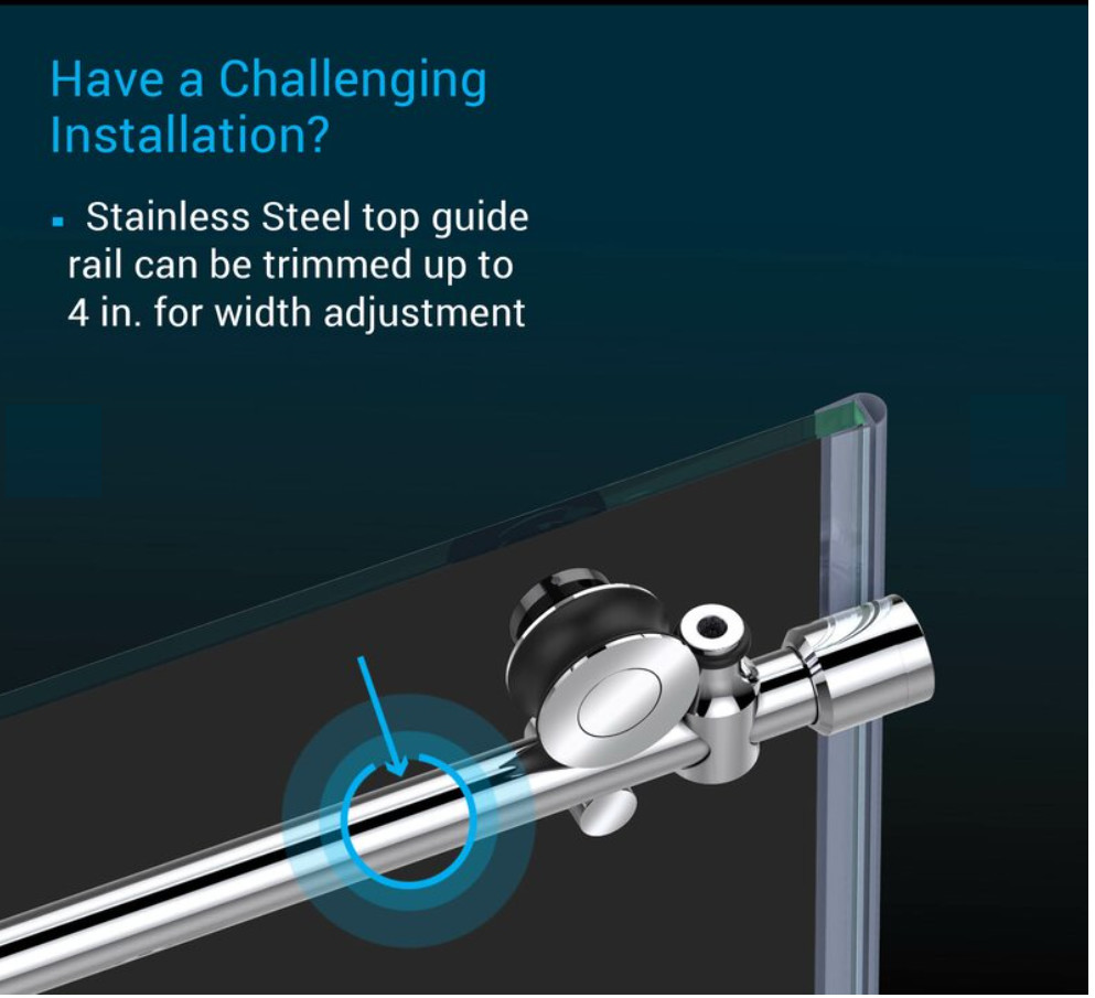 L Shape Tempered Glass Shower Enclosure Stainless Steel Sliding Frameless