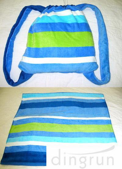 Buy cheap Pool Bath Embroidered Beach Towels Tote 2 In 1 Resistant Striped Blue 70cm x 150cm from wholesalers