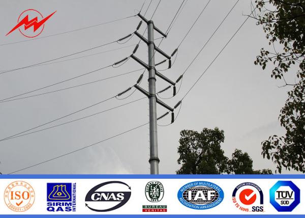 66kv Electricity Transmission Power Pole Line Tower / Steel Straight Pole For