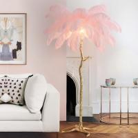 Buy cheap Brass Floor Stand 0.8 Meter Pink Ostrich Feather Lamp product
