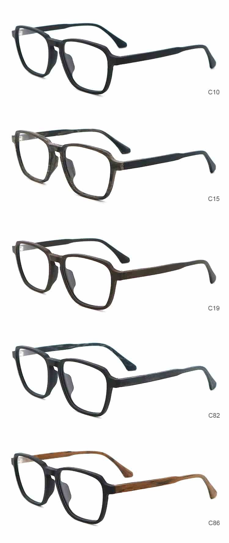 Gold Black Glasses Wood Frame Acetate Wood Copy Glasses Frame MR 1694