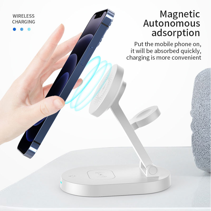 Folding Magnetic 15W Multi Function Wireless Charger For Apple Watch