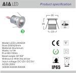12V Mini 1W recessed mounted indoor LED dwonlight mini spotlight for cabinet
