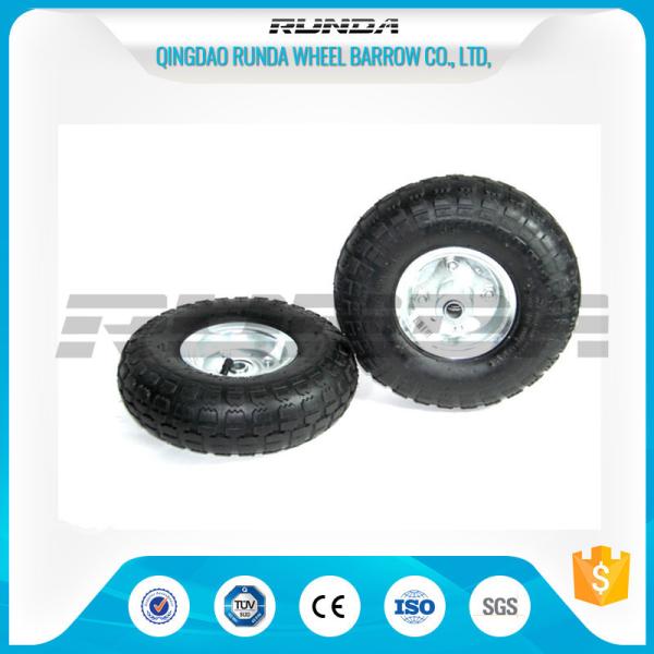Buy cheap Galvanized Color Pneumatic Rubber Wheels Steel Rim Ball Bearing 55mm Hub 3.50-4 from wholesalers