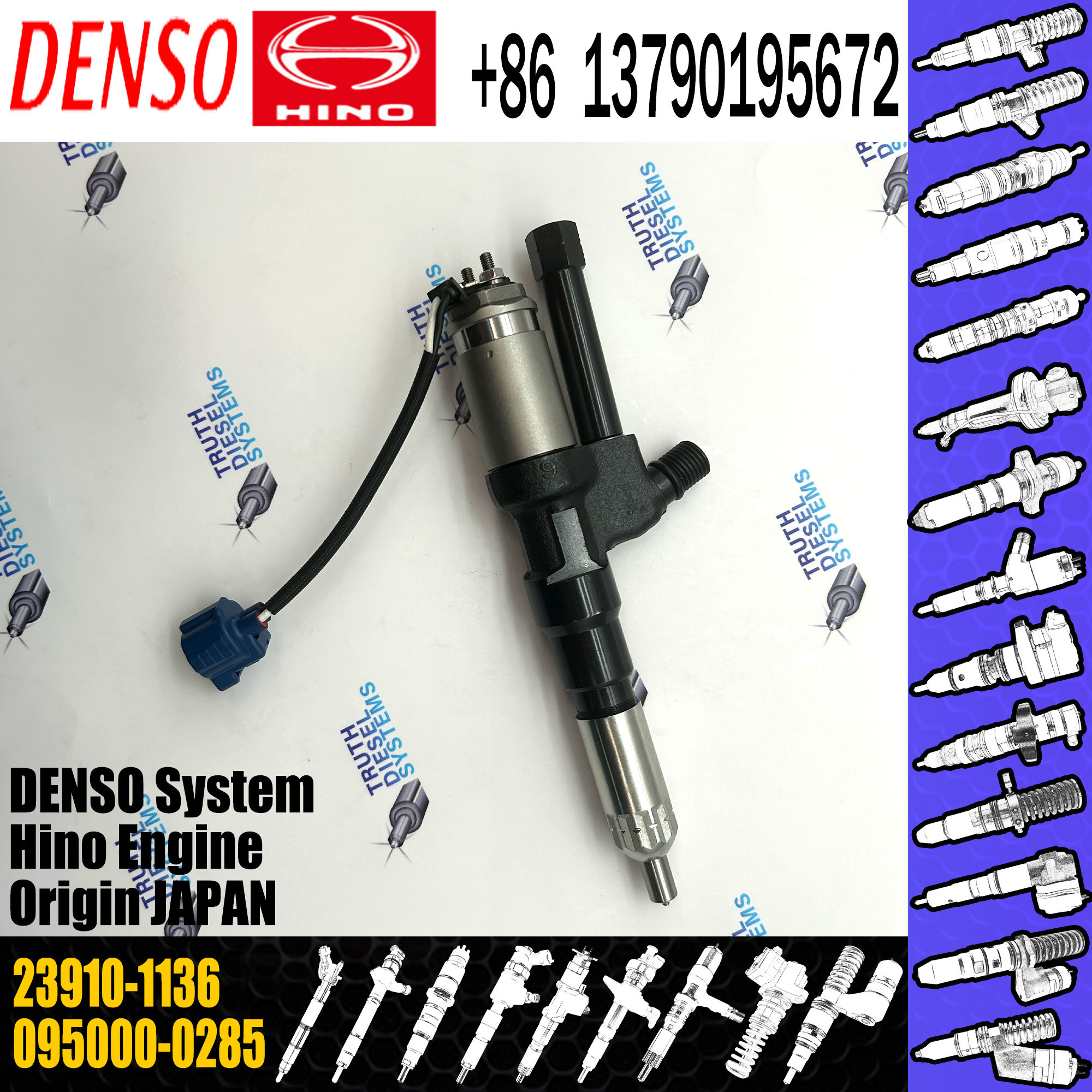 Fuel Injector 095000-0285 Common Rail Fuel Injector 23910-1136 23910-1135 For HINO