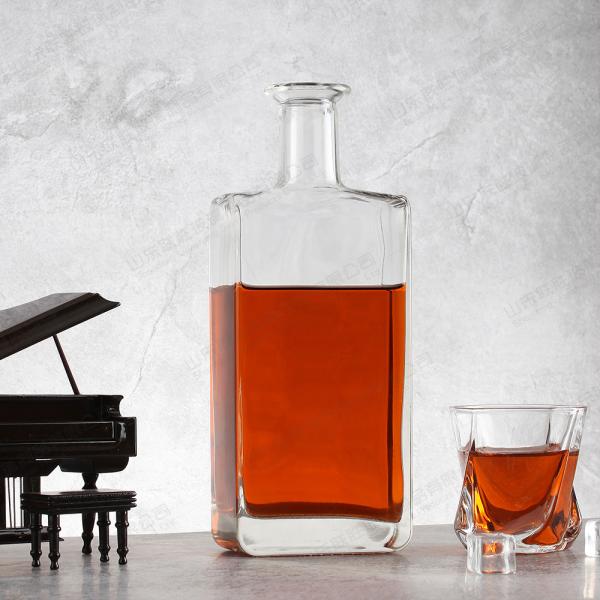Buy cheap Healthy Lead Free Glass Whiskey Decanter Bottle With Square Brandy Glass And Stopper from wholesalers
