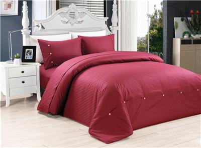 Buy cheap Sateen Stripe 4pcs Duvet Cover Set Solid Polyester Cotton Bedding set Twin/full/queen/king size from wholesalers