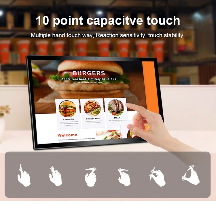 High Brighness 24 Inch Wall Mounted Advertising Display RK3399 POE Android Tablet PC for Retail