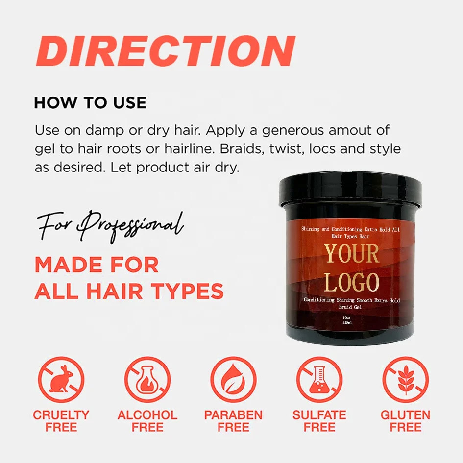 Private Label Newest No Flaking No Residue For 4c Hair Gel Edge Control For Smooth All Day Extra Strong Hold Keep Good Styling