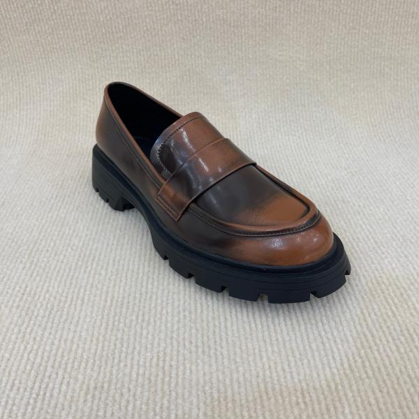 Buy cheap Microfiber Brown Platform Loafers Women Casual Leather Platform Loafers from wholesalers