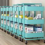 Kitchen Three Storey 15kg Bearing Metal Trolley Cart