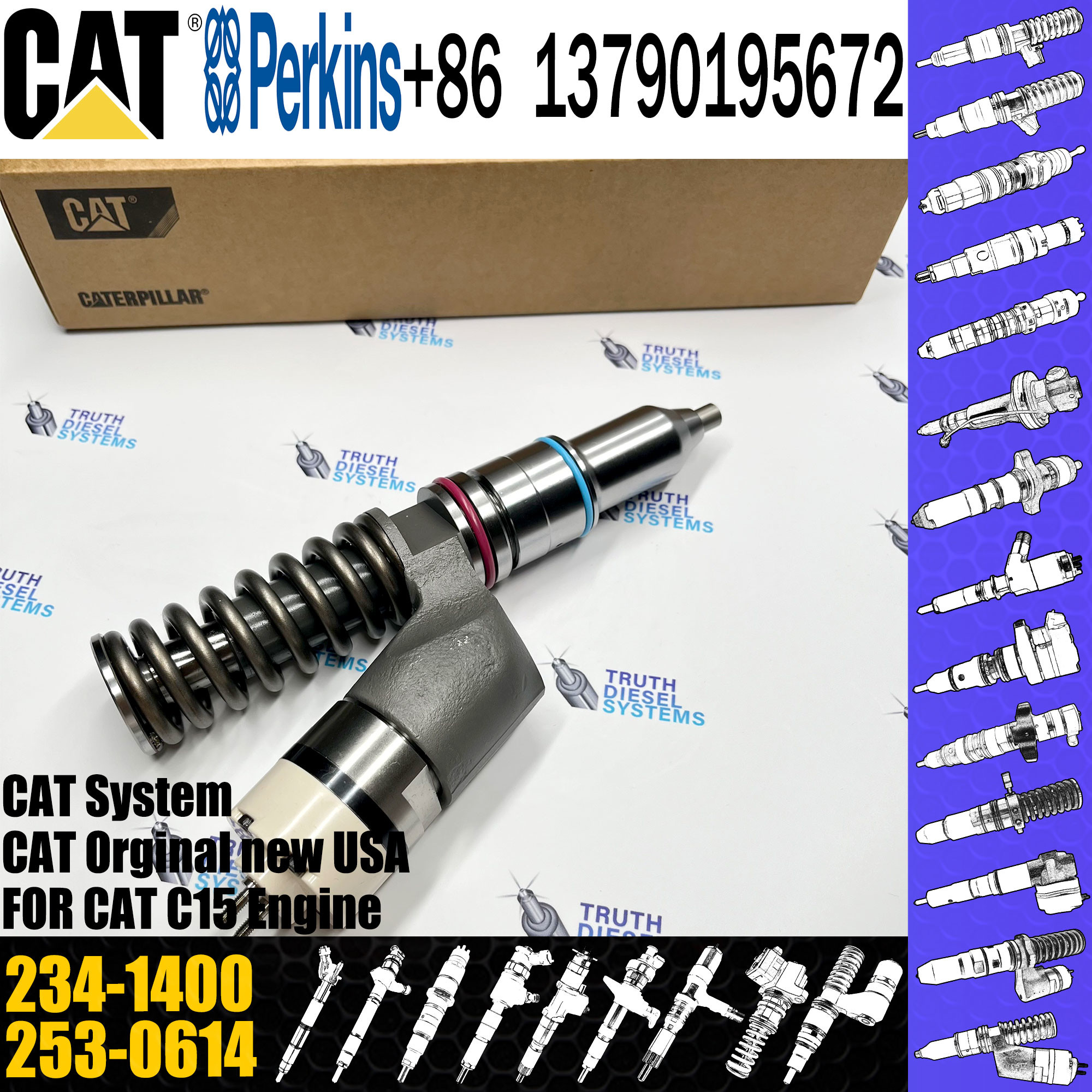 Diesel Fuel Injector common Rail Fuel Injector 229-5919 359-7434 1OR-0955 234-1400 For CAT C15