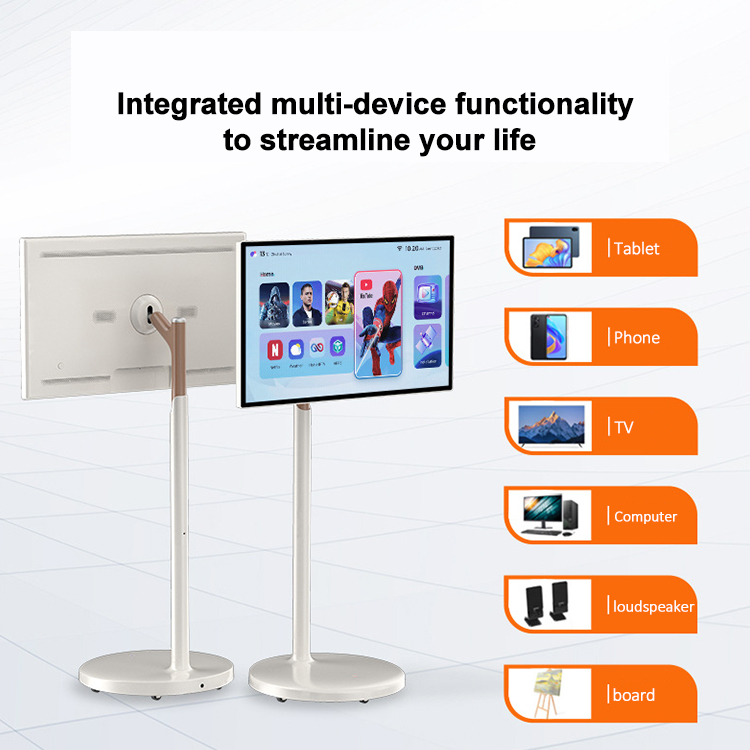 VETO 21.5 24 27 32 Inch Android12 Movable Wireless Smart Tv On Wheels HD Resolution Indoor Portable In-Cell LCD Touch Screen
