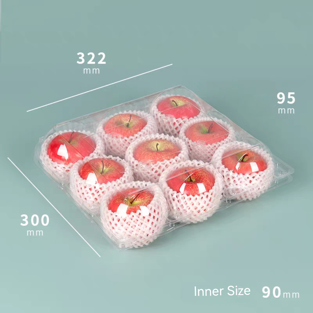 2 4 6 8 Cells Packaging Apple Container Plastic Fresh Fruit Blister Clear Box PET Plastic Clamshell Apple Packaging